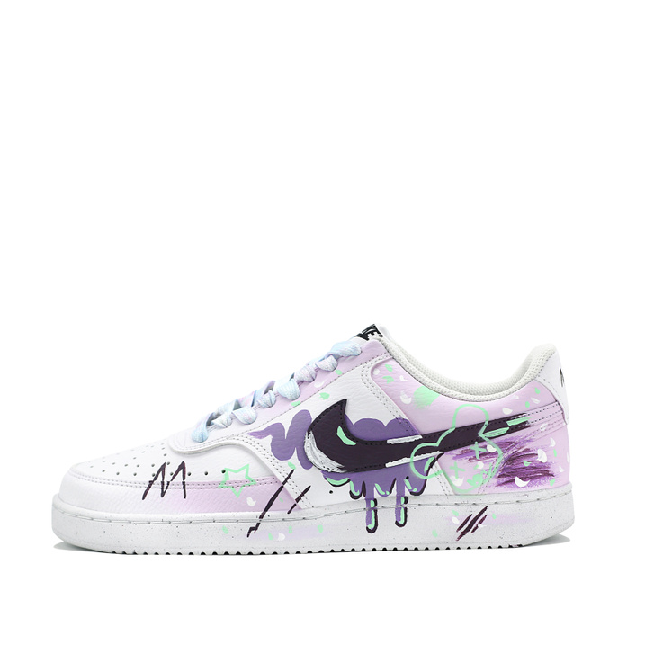 Custom SneakersNike Court Vision 1 'Colorful Flourish' Hand-Painted Sprayed Trendy Fashion Versatile Campus High Street Cool Slip-Resistant Wear-Resistant Low-Top Skate Shoes Men's Purple