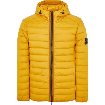 STONE ISLAND FW24 Nylon Down-TC Drip-Resistant Hooded Zip Long Sleeve Lightweight Quilted Puffer Jacket Unisex Mustard Yellow