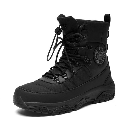GLUNA Snow Shadow 4.0 Warm Waterproof Wear-Resistant Cushion Heightening Slip-Resistant Supportive Balanced Windproof Cold-Resistant Fleece-Lined Thick Versatile Mid-Calf Snow Boots Unisex Midnight Black
