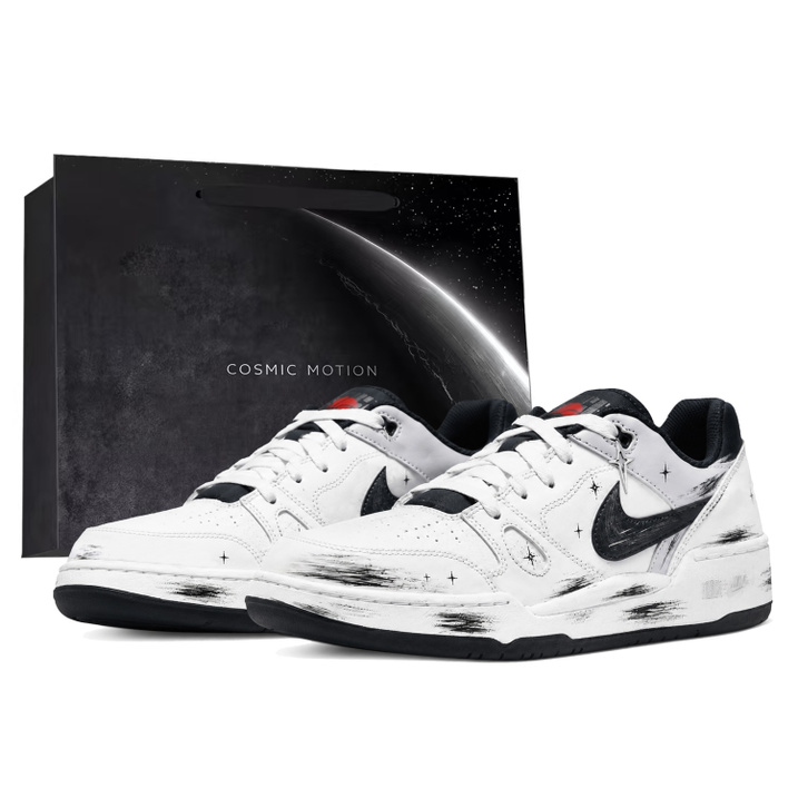 Custom Nike Full Force Distressed Gift Bag Wear-Resistant Low Top Skate Shoes Men's Black White