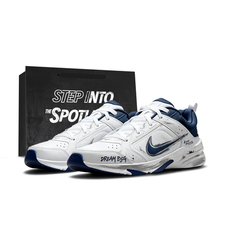 [Custom Sneakers] Nike Air Monarch 4 Vintage Premium Korean Style Hand-Painted Couple Heartbeat Gift Bag Edition Fresh Minimalist American Streetwear Fitness Low-Top Dad Shoes Unisex White Blue