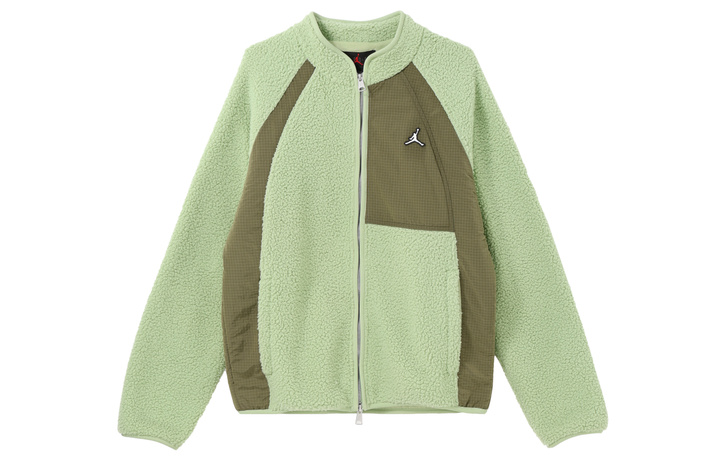 Jordan Mixed Fabric Stand Collar Zip-Up Casual Sports Jacket Coat Men's Green