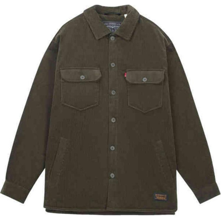 Levi's Simple Comfortable Versatile Casual Corduroy Collar Long Sleeve Cotton Jacket Men's Apple Green