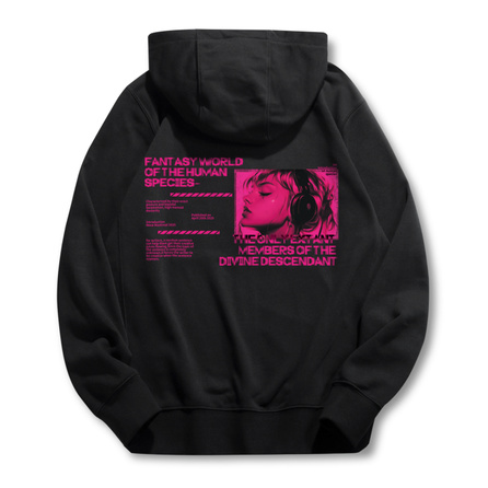 Nike Custom Pink Temptation A Brand Logo Letter Embroidered Casual Hooded Jacket Black