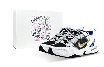 Custom SneakersNike Air Monarch 4 Starfall Battle Scars Wasteland Deconstructed Hand-Painted Low-Top Dad Shoes Unisex Dark Green