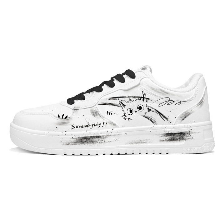 [Custom Sneakers] Anta Cloth Bag Cat Chuyi Culture XY Synthetic Leather Fabric Preppy Style Comfortable Fashion Couple Trendy Versatile Lightweight Breathable Non-Slip Low-Top Skate Shoes Unisex White Black