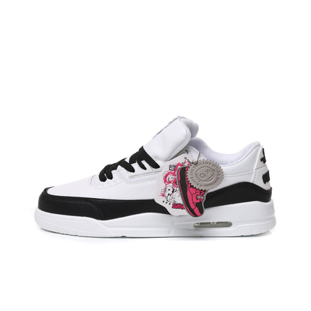 BURCOME Wear-Resistant Height Increasing Moisture-Wicking Low-Top Skateboard Shoes Unisex Black White