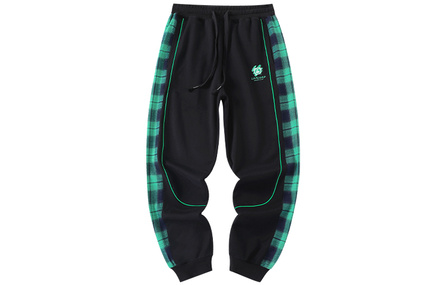 LAMLICKA Plaid Loose Cuff Knit Sweatpants