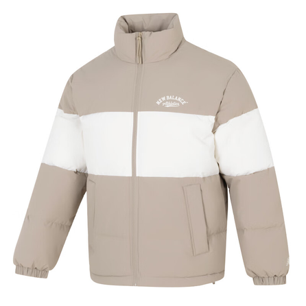 New Balance Color-Block Windproof Warm Stand Collar Long Sleeve Down Jacket Men's Brown