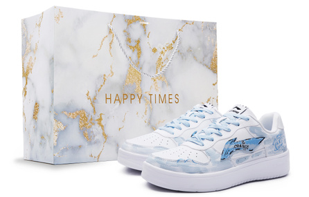 Custom LiNing Gift Box Edition RR American Graffiti 2.0 Street Culture Comfortable Fashion Slip-Resistant Wear-Resistant Breathable Low-Top Skate Shoes Men's White Blue
