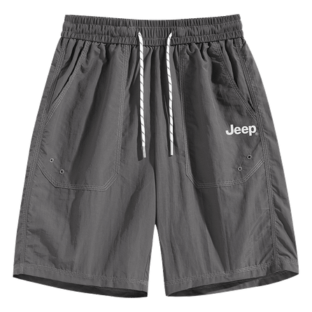 Jeep Outdoor Fashion Comfortable Breathable Solid Color Lace-Up Mid-Rise 5-Inch Casual Shorts Unisex