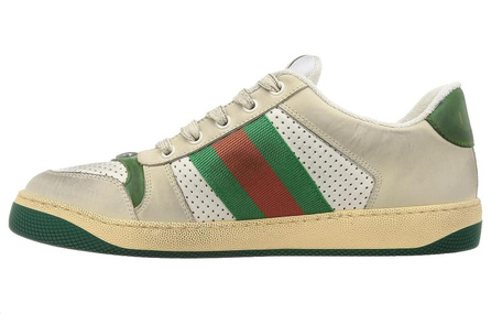 GUCCI Screener Skateboard Shoes Men Low-Top Gray Green