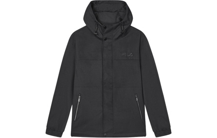 FILA Solid Color Hooded Woven Casual Jacket Men's Black