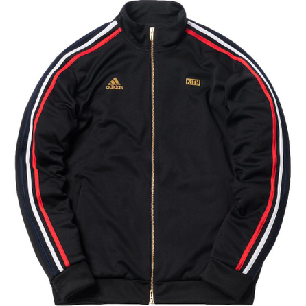 KITH Stripe Emblem Patch Stand Collar Zip-Up Relaxed Raglan Long Sleeve Jacket Coat Men's Black