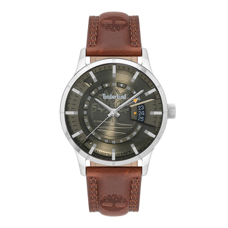 Timberland BERGERON Series Watch Quartz Movement Leather Strap Green Dial Men's 24H Chronograph Dial Outdoor Sport Military Style