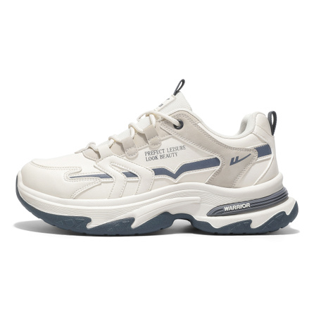 Warrior Synthetic Leather Comfortable Versatile Breathable Sport Shoes Fashion Casual Running Shoes Lightweight Thick-Sole Heightening Low-Top Dad Shoes Men's