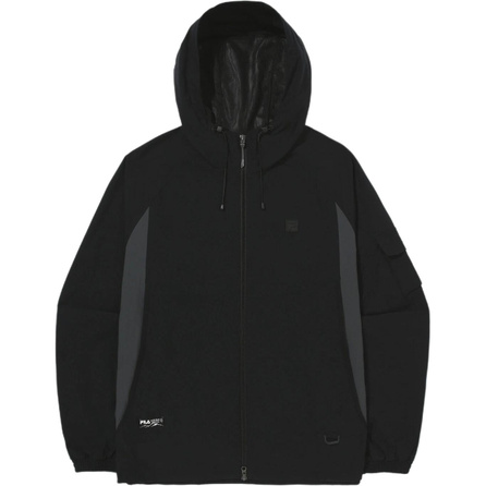 FILA Fashion Comfortable Versatile Hooded Zip Windbreaker Unisex Black
