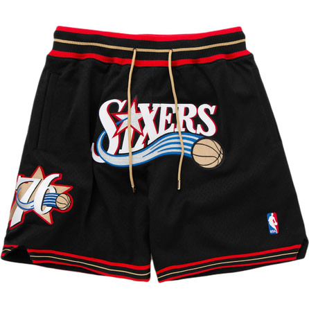 Mitchell & Ness x NBA Collaboration Philadelphia 76ers Fashion Comfortable Soft Versatile Skin-Friendly Casual Shorts Men's Black White