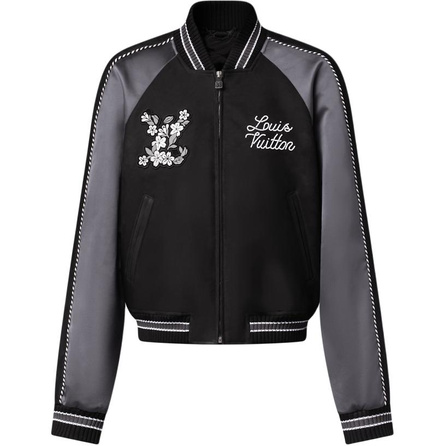 LOUIS VUITTON x Nigo Collaboration FW25 Print Color Block Zip-Up Long Sleeve Leather Jacket Men's