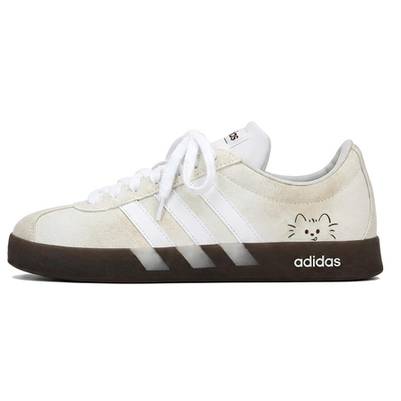 Custom adidas VL COURT 2.0 Milk Coffee Kitten Autumn OOTD Cute Girl Style Sweet Girl Artistic Design Unique Hand-Painted Personalized Niche Height-Boosting Wear-Resistant Non-Slip German Training Shoes Unisex Coffee Apricot