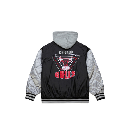 Mitchell & Ness × NBA Lunar New Year Series NCAA Lakers/Bulls/Raptors/North Carolina/Michigan University American Retro Warm Embroidered Logo Quilted Hooded Baseball Jacket Unisex