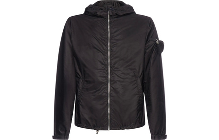 PRADA Inverted Triangle Logo Sleeve Pocket Nylon Hooded Jacket Men's