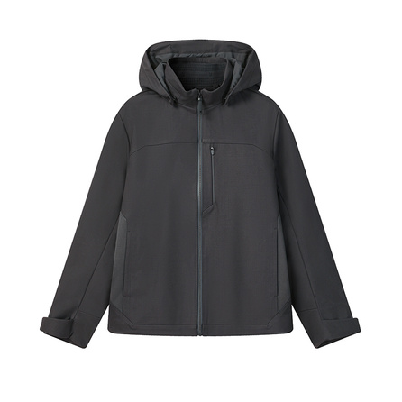 FILA MILANO Series Fashion Minimalist Classic Personalized Trendy Casual Sport Versatile Comfortable Loose Woven Hooded Jacket Men's Deep Charcoal Gray