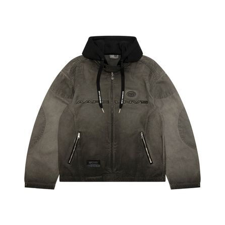Aape SS26 Small Logo Embroidery Detachable Hood Washed Casual Jacket Men's