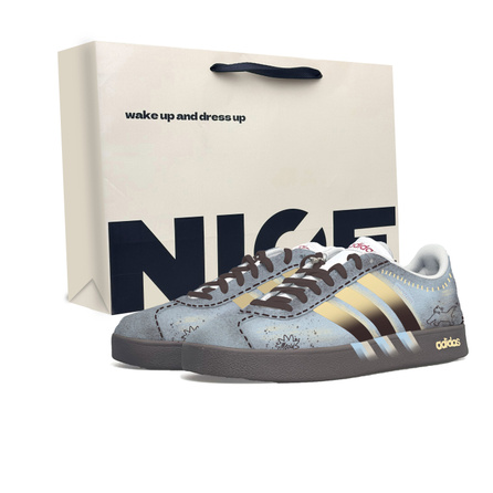 Custom Sneakers adidas Vl Court Classic Premium Niche Street Cat Denim Summer Breathable Versatile Campus Style German Training Shoes Unisex Blue