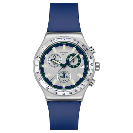 SWATCH Swatch Essentials Series Quartz Movement 30M Water Resistant Unisex Swiss Watch 43mm Gray Dial Stainless Steel Case Rubber Strap