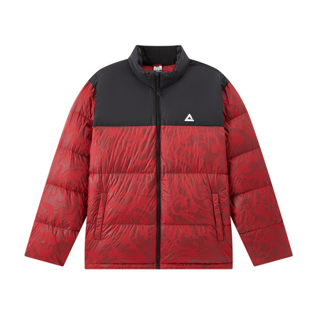 Peak YuXue Ultra Light Warm Lightweight 90% White Duck Down Thickened Puffer Jacket CNY Chinese Red Colorway Fashion Short Stand Collar Warm Windproof Cold-Proof Couple Style Down Jacket Unisex Ancora Red