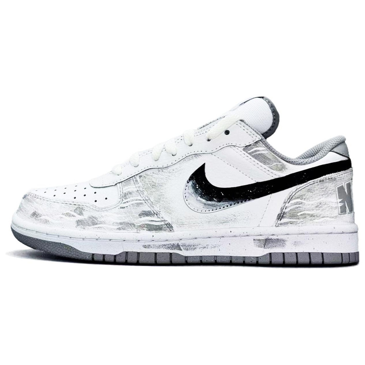 Custom SneakersNike Big Moon Crescent Blade Leather Street Trendy Casual Versatile Wear-Resistant Lightweight Low-Top Skate Shoes Unisex Black White