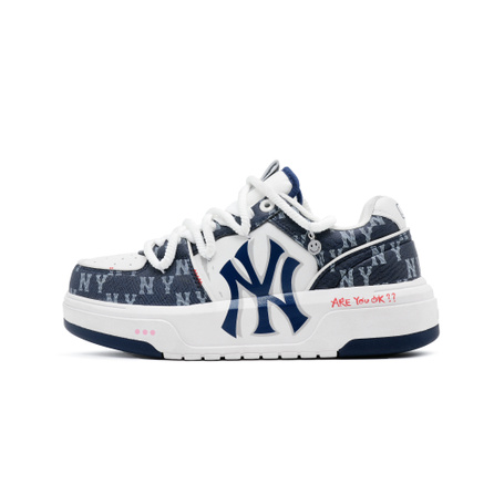 [Custom Sneakers] MLB Chunky Liner Retro Fashion Trendy Non-Slip Wear-Resistant Low-Top Skate Shoes Unisex Blue and White