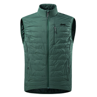 Jeep Casual Series Basic Minimalist Thickened Design Creative Brand Logo Windproof Waterproof Sleeveless Vest Warm Daily Commute Hiking Walking City Functional Stand Collar Vest Unisex Темно-зеленый