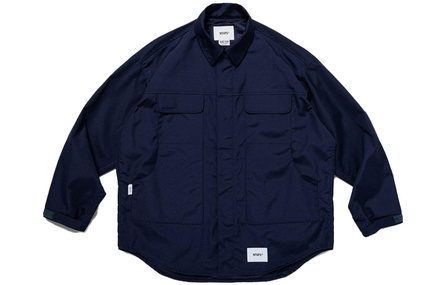 WTAPS Solid Color Notch Lapel Button Long-Sleeve Jacket Coat Men's Blue