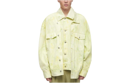 FENG CHEN WANG SS22 Tie-Dye Gradient Deconstructed Denim Jacket Men's Cyan
