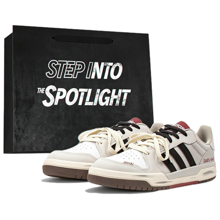 [Custom Sneakers] adidas ENTRAP Fearless Youth Second Layer Cowhide Fabric Gift Bag American Campus Style Retro Basketball Style Youthful Classic Casual Versatile Low-Top Skate Shoes Unisex Light Gray Black Color-Block