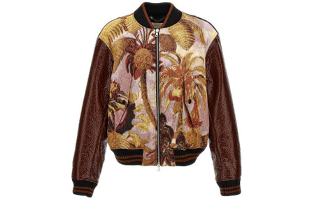 DRIES VAN NOTEN Patchwork All-Over Print Zip Long Sleeve Jacket Coat Men's Multi-Color