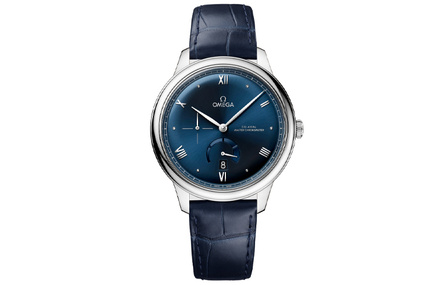 OMEGA De Ville Prestige Automatic Mechanical Movement 30M Water Resistant Men's Watch Swiss Watch 41mm Blue Dial Stainless Steel Case Crocodile Leather Cowhide Strap