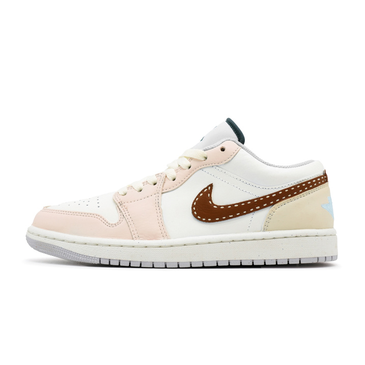 Custom Jordan Air Jordan 1 'Macaron' Leather Classic Comfortable Wear-Resistant Low-Top Retro Basketball Shoes Unisex White Pink