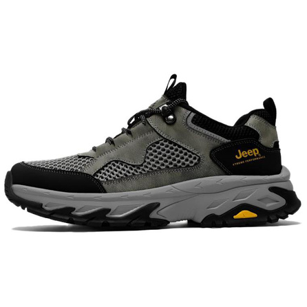 Jeep Mesh Outdoor Hiking Trail Sports Shoes Fishing River Trekking Tour Guide Airport Travel RV Camping Self-Driving Breathable Mesh Elastic Drawstring Lace-Free Wear-Resistant Anti-Slip Cushioning Comfortable Low-Top Hiking Shoes Men's