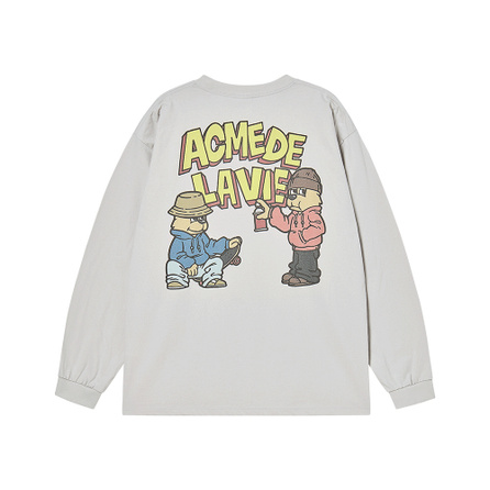 acme de la vie / ADLV FW25 Back Cartoon Print Round Neck Long Sleeve T-Shirt Unisex