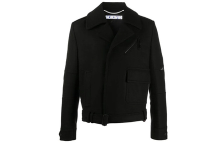 OFF-WHITE FW20 Logo Print Wool Short Coat Men's Black
