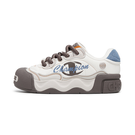 Champion Low-Sugar Bread Shoes Synthetic Leather Fabric AutoSkate Lite Comfortable Fashion Trendy Classic Versatile Simple Color Block Retro Balanced Low-Top Sneakers Men's Cream White/Coffee Bean Grey