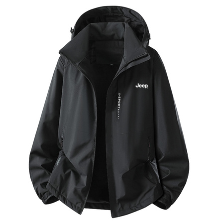 Jeep Classic Series American High-Street Vintage Simple Trendy Brand Logo Print Basic Casual Fashion Versatile Loose Warm Cold-Resistant Comfortable Workwear Style Daily Commuter Outdoor Hooded Puffer Jacket Coat Unisex