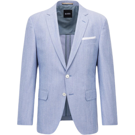 HUGO BOSS Solid Color Single-Breasted Notched Lapel Long Sleeve Blazer Men's Blue