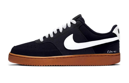 [Custom Sneakers] Nike Court Vision 1 Black Warrior Splatter Commute Sports Minimalist All-Season Trendy Fashion Versatile Wrap-Around Low-Top Skate Shoes Men's Black