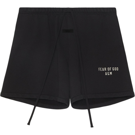 Fear of God Essentials Black Heavy Fleece Soccer Sweat Shorts Letter Print Drawstring Comfortable American Heavyweight Casual Shorts Men's Meteorite Black/BLACK
