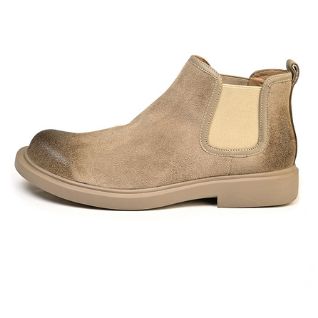 Brounvanm Cow Suede Retro Workwear Versatile Fashion Chelsea Boots Men's