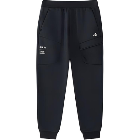 Youth FILA KIDS x BBC EARTH Collaboration Knit Sweatpants FW24 PERFORMANCE Series Fleece-Lined Warmth Comfortable Breathable Deep Black
